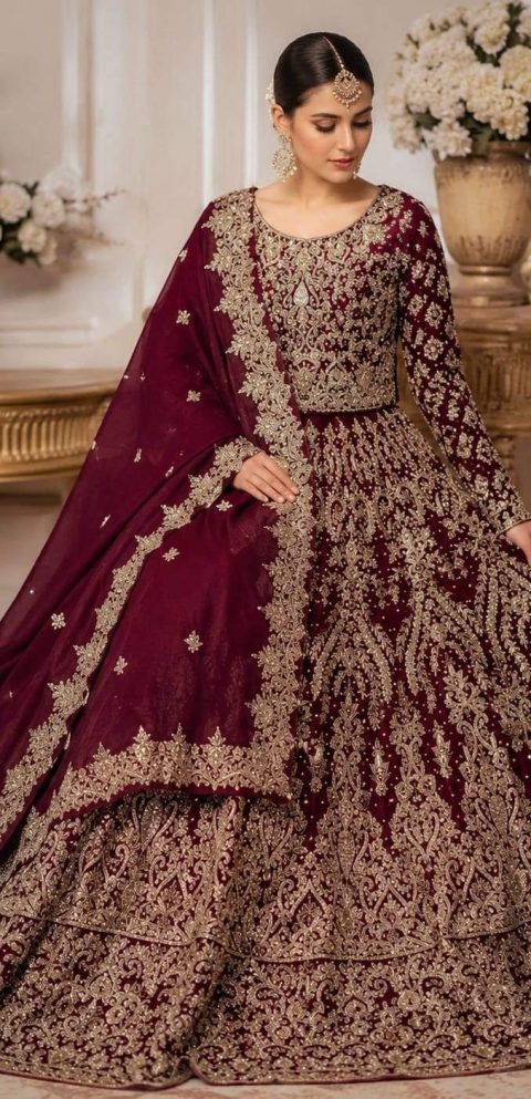 Red rose heavy bridal maxi 3-piece-FS002