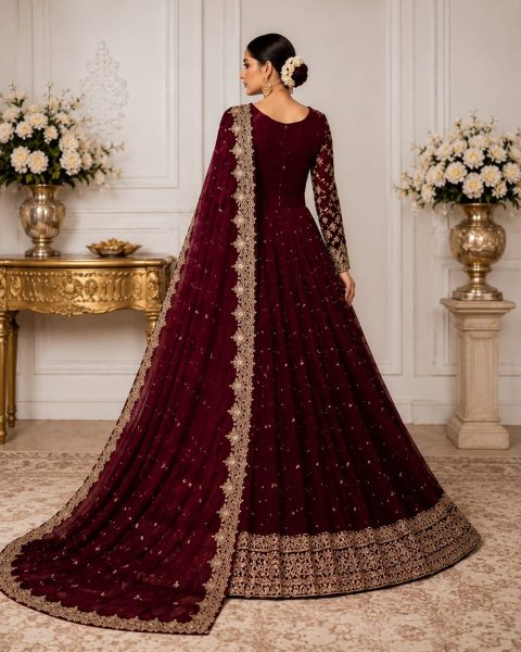Red rose heavy bridal maxi 3-piece-FS002